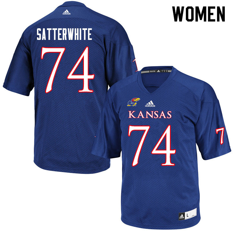 Women #74 Jackson Satterwhite Kansas Jayhawks College Football Jerseys Sale-Royal